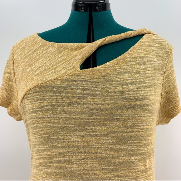 Jones New York Yellow Marled Knit Lightweight Short Sleeve Sweater, Large - Picture 6 of 16